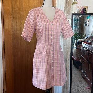 Maison Tara Pink and Gold Plaid